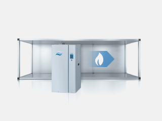 How does a gas-powered  steam humidifier work?